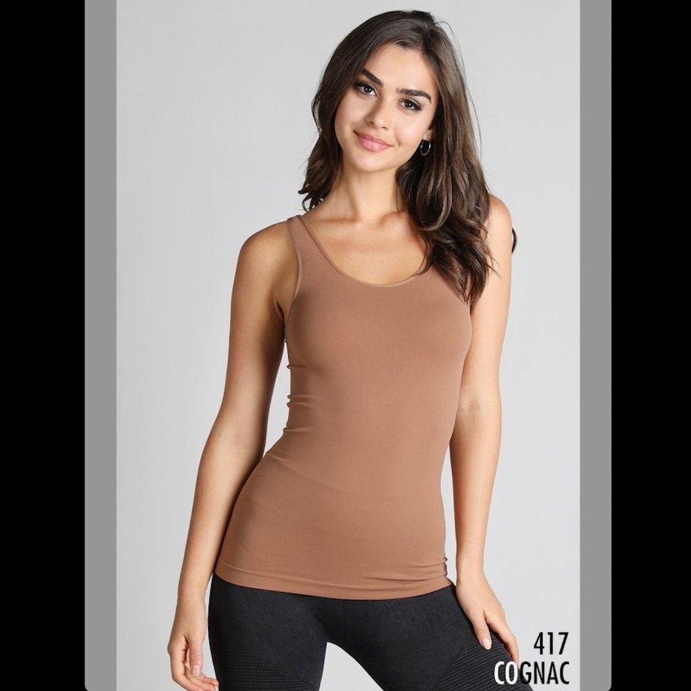 NEW Cognac Brown Ultra Soft and Stretchy Wide Strap Tank Top